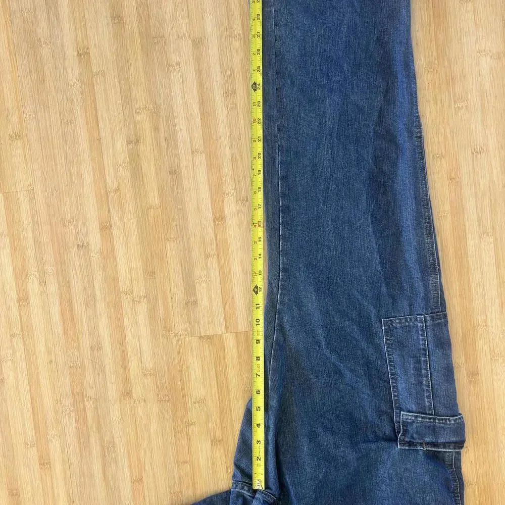 Wrangler Men’s Cargo Jeans 38x32 Wide Leg Y2K Medium Wash Denim
